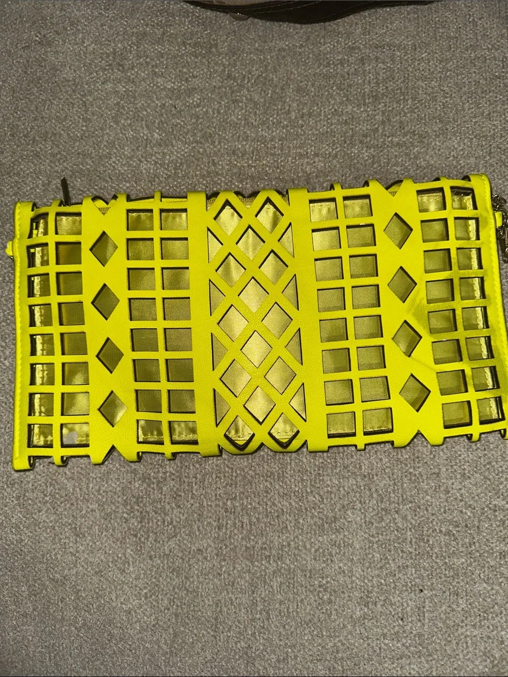 Neon Yellow Laser-Cut Envelope Clutch